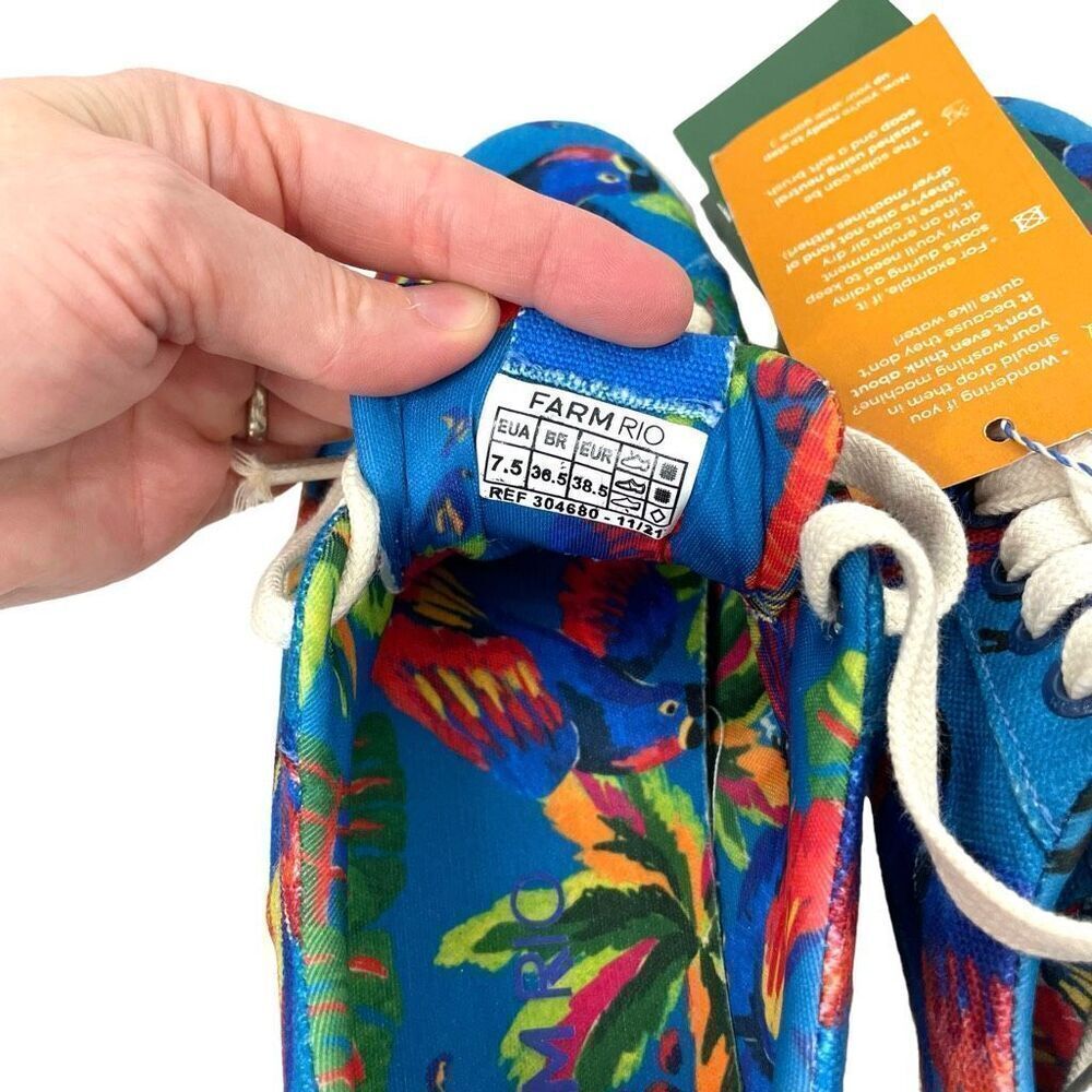 NEW FARM RIO Blue Macaw Flatform Sneakers Size 7.5 parrot tropical print - Picture 9 of 9